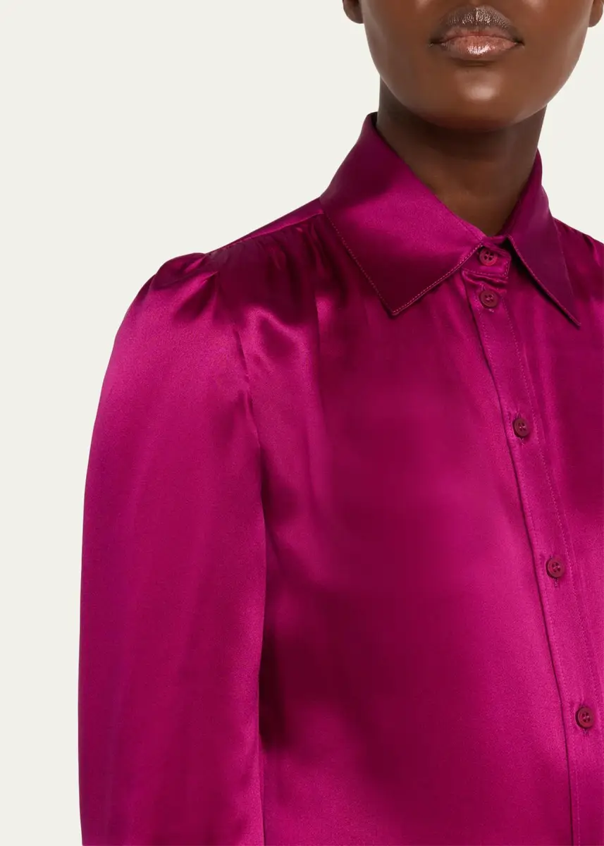 Balenciaga Puff-Sleeve Fitted Silk Blouse | Thumbnail 5 Balenciaga Puff-Sleeve Fitted Silk Blouse | Thumbnail 5