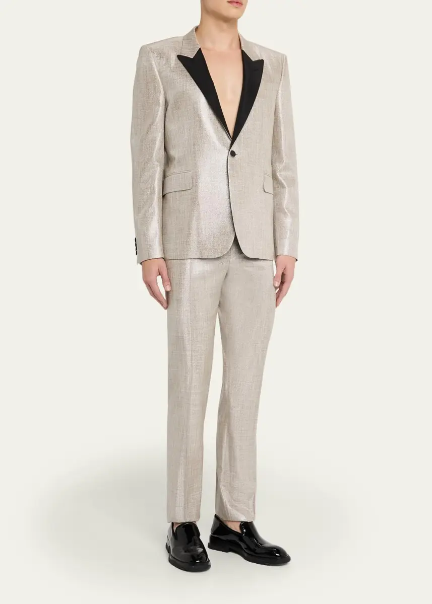 Alexander McQueen Men's Metallic Effect Peak Lapel Dinner Jacket | Thumbnail 2 Alexander McQueen Men's Metallic Effect Peak Lapel Dinner Jacket | Thumbnail 2