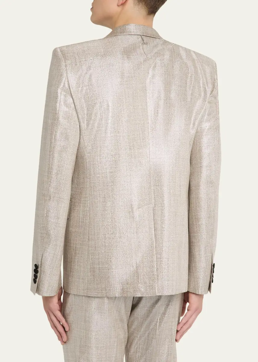 Alexander McQueen Men's Metallic Effect Peak Lapel Dinner Jacket | Thumbnail 3 Alexander McQueen Men's Metallic Effect Peak Lapel Dinner Jacket | Thumbnail 3