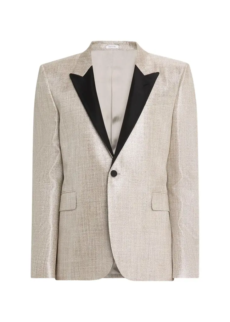 Alexander McQueen Men's Metallic Effect Peak Lapel Dinner Jacket