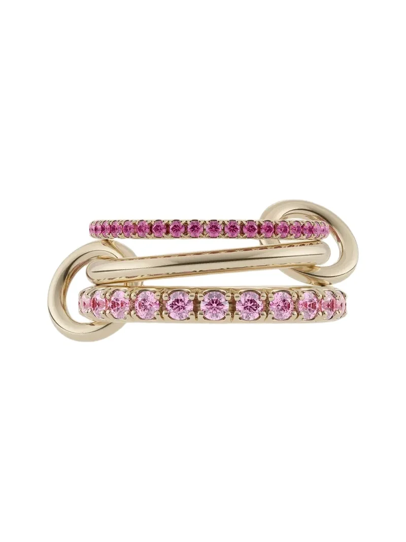 Spinelli Kilcollin 18K Yellow Gold Noah Rose Sapphire 3-Link Ring