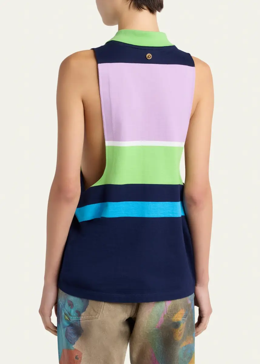 Versace Stripe Sleeveless Collared Sweater | Thumbnail 3