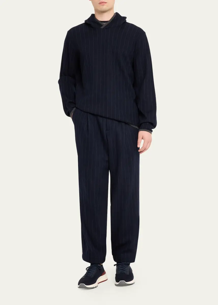 Sease Men's Drone Wool and Cashmere Stripe Hoodie | Thumbnail 2 Sease Men's Drone Wool and Cashmere Stripe Hoodie | Thumbnail 2