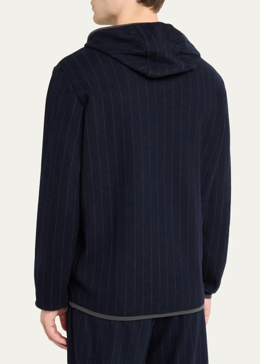 Sease Men's Drone Wool and Cashmere Stripe Hoodie | Thumbnail 3 Sease Men's Drone Wool and Cashmere Stripe Hoodie | Thumbnail 3