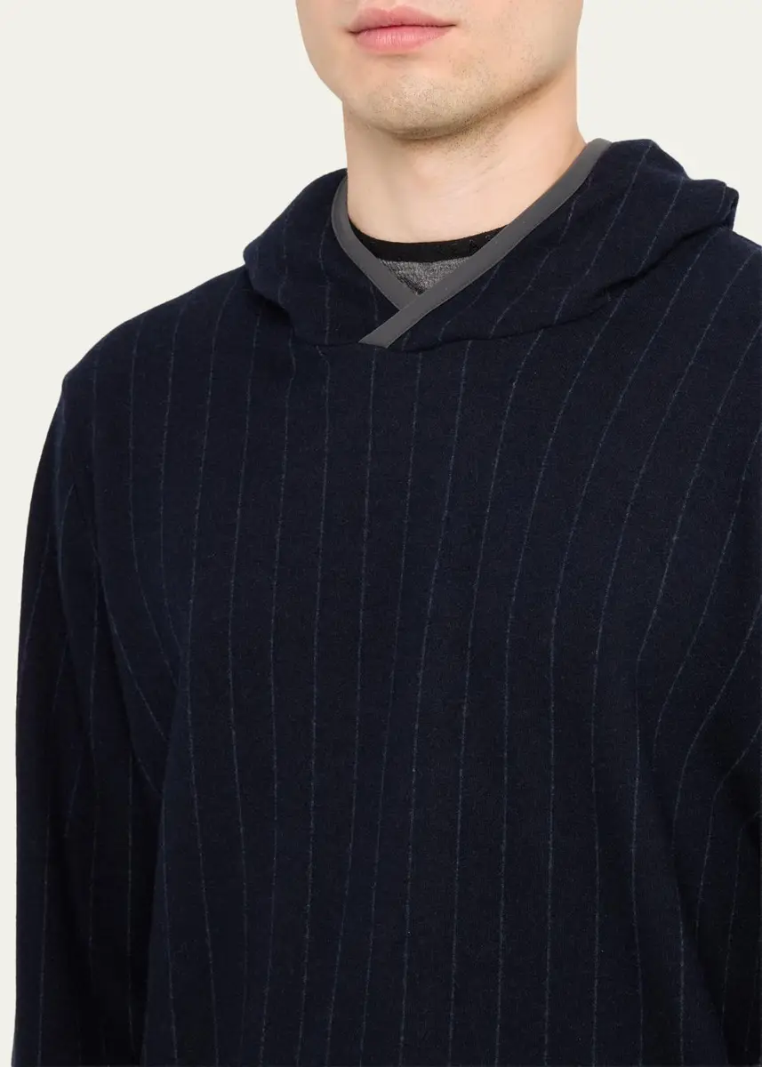 Sease Men's Drone Wool and Cashmere Stripe Hoodie | Thumbnail 5 Sease Men's Drone Wool and Cashmere Stripe Hoodie | Thumbnail 5