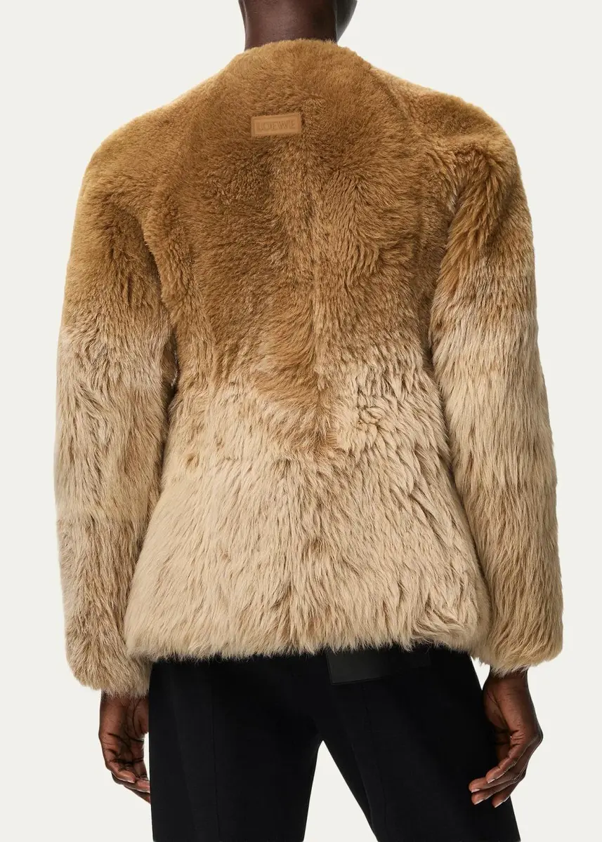 Loewe Degrade Lamb Shearling Collarless Jacket | Thumbnail 3