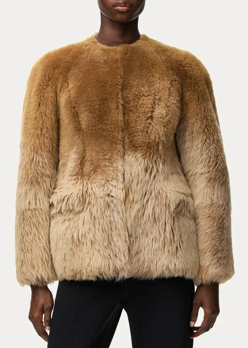 Loewe Degrade Lamb Shearling Collarless Jacket | Thumbnail 4