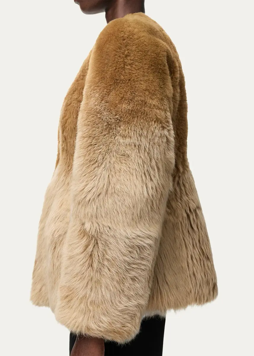 Loewe Degrade Lamb Shearling Collarless Jacket | Thumbnail 5