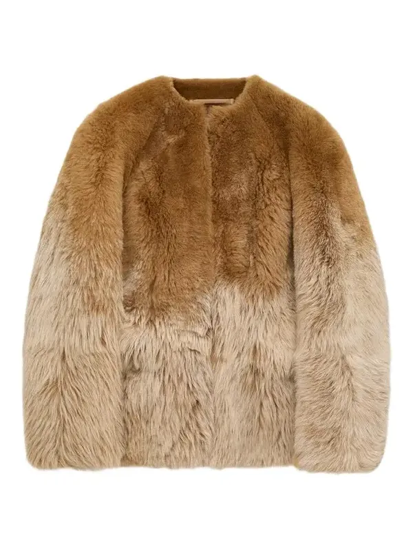 Degrade Lamb Shearling Collarless Jacket