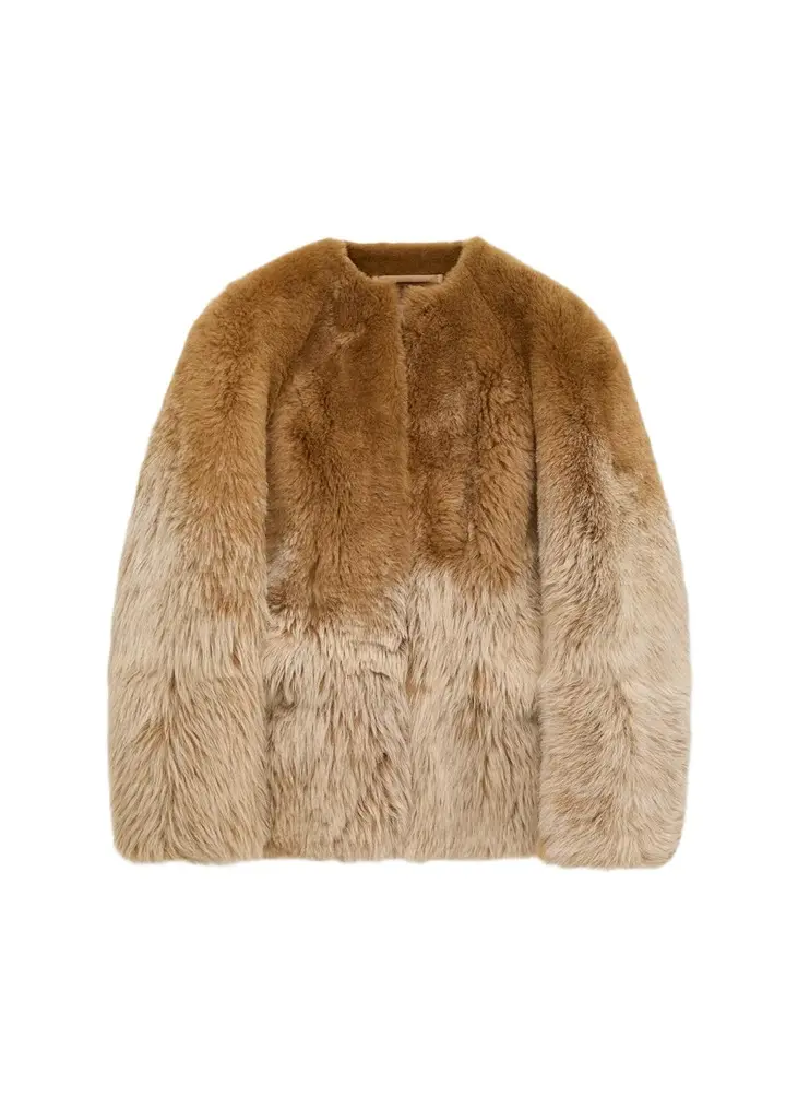 Degrade Lamb Shearling Collarless Jacket Degrade Lamb Shearling Collarless Jacket