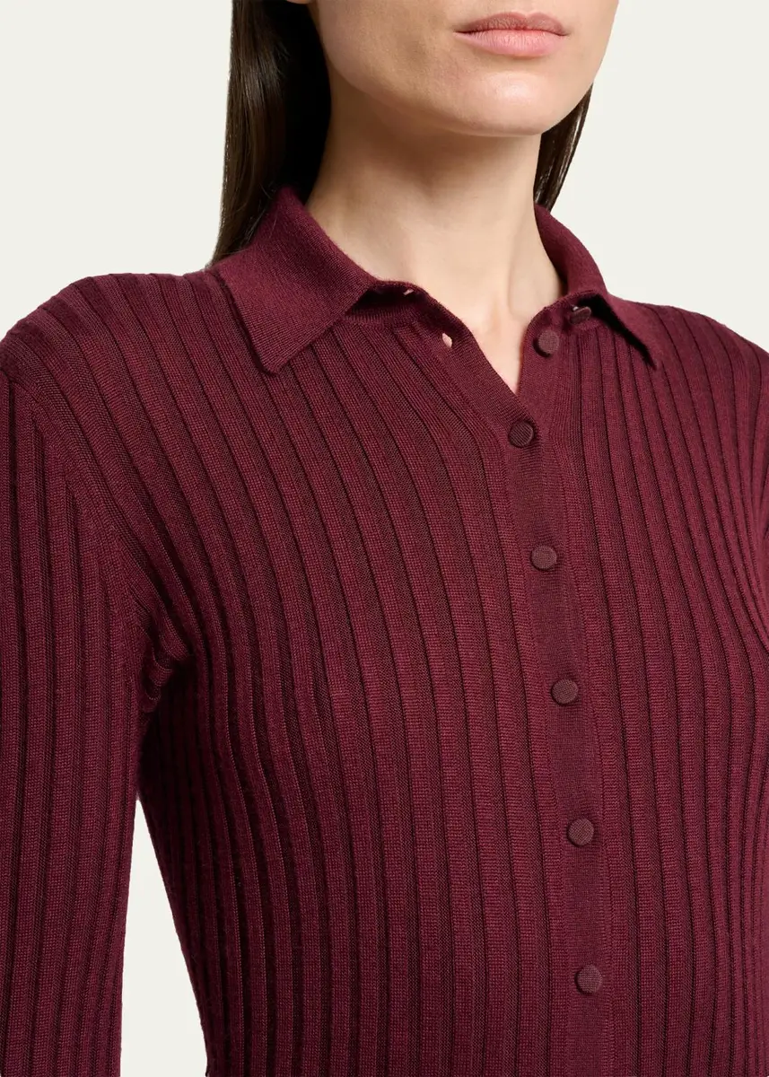 Gabriela Hearst Tenes Cashmere-Silk Rib Belted Midi Polo Dress | Thumbnail 5 Gabriela Hearst Tenes Cashmere-Silk Rib Belted Midi Polo Dress | Thumbnail 5