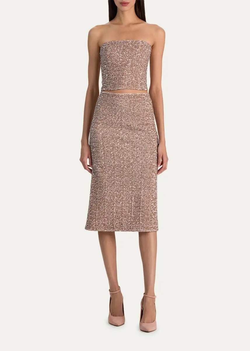Alice + Olivia Cosette Sequined Strapless Top | Thumbnail 2