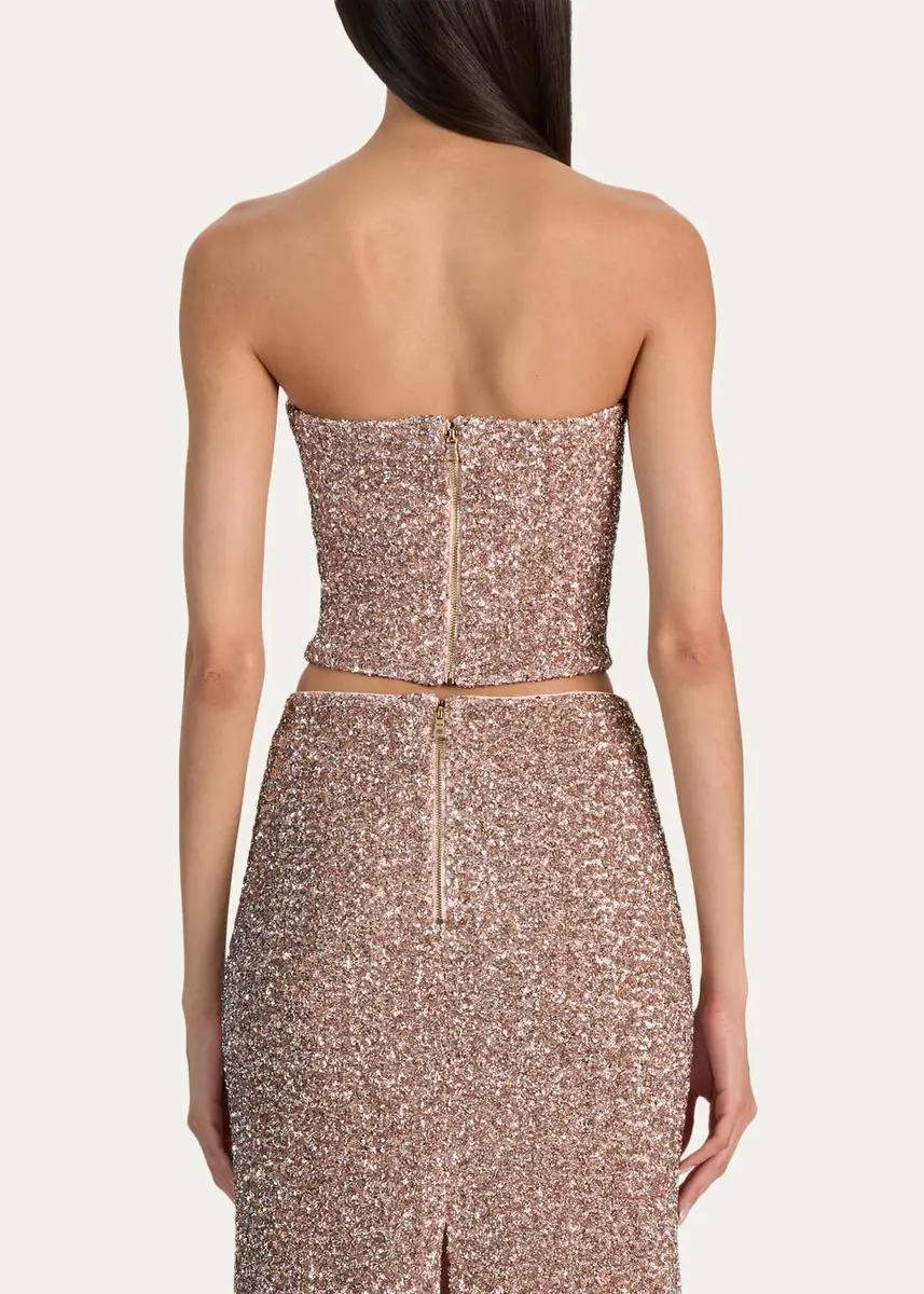 Alice + Olivia Cosette Sequined Strapless Top | Thumbnail 3
