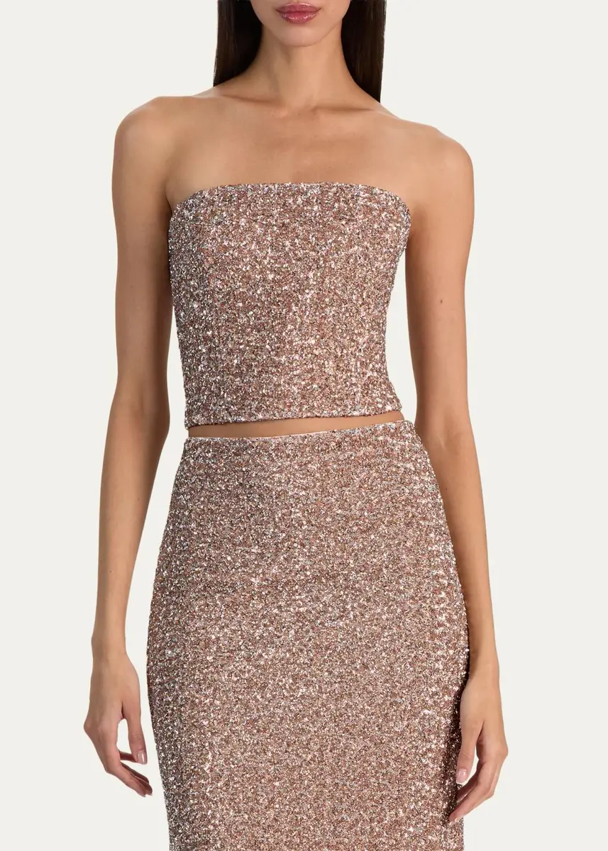 Alice + Olivia Cosette Sequined Strapless Top | Thumbnail 4