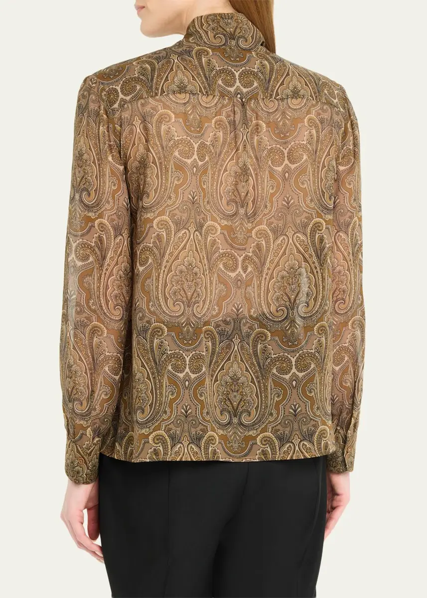 Nili Lotan Janese Paisley Silk Neck-Scarf Blouse | Thumbnail 3 Nili Lotan Janese Paisley Silk Neck-Scarf Blouse | Thumbnail 3