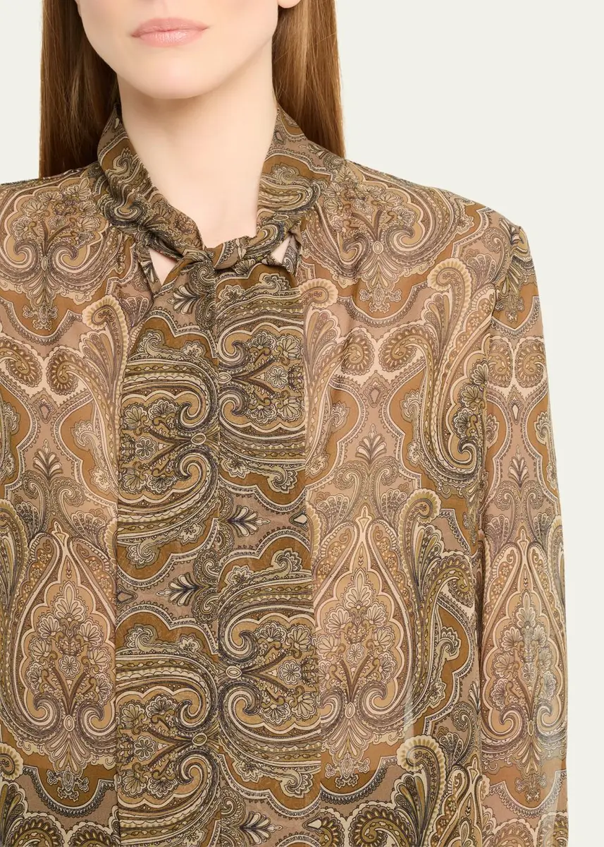 Nili Lotan Janese Paisley Silk Neck-Scarf Blouse | Thumbnail 5 Nili Lotan Janese Paisley Silk Neck-Scarf Blouse | Thumbnail 5