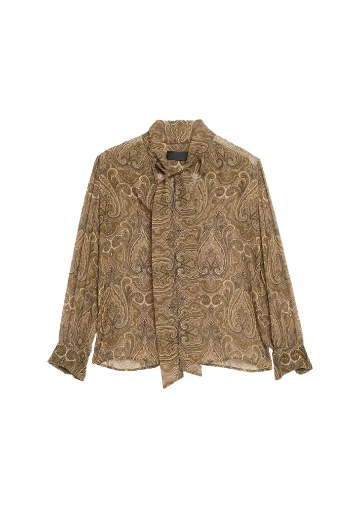 Nili Lotan Janese Paisley Silk Neck-Scarf Blouse