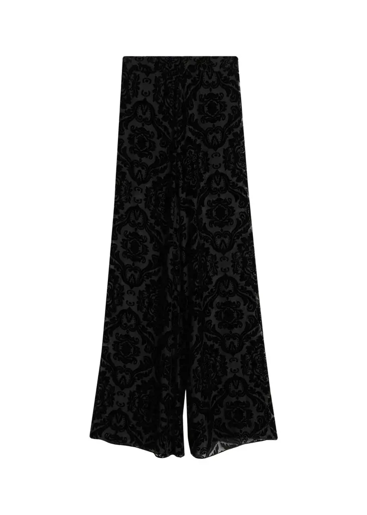 Athena Damask Velvet Burnout Wide-Leg Pants Athena Damask Velvet Burnout Wide-Leg Pants