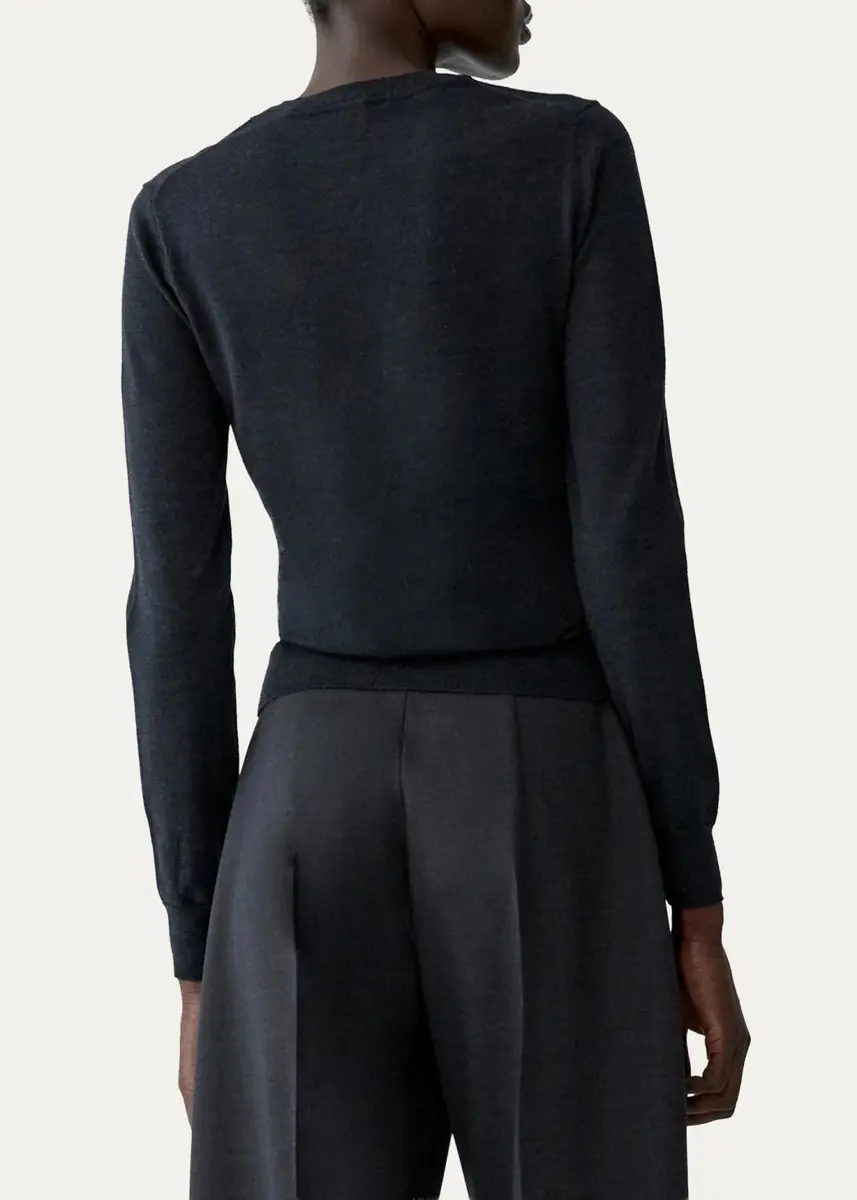 Carolina Herrera Floral Embroidered Crewneck Wool Sweater | Thumbnail 3 Carolina Herrera Floral Embroidered Crewneck Wool Sweater | Thumbnail 3