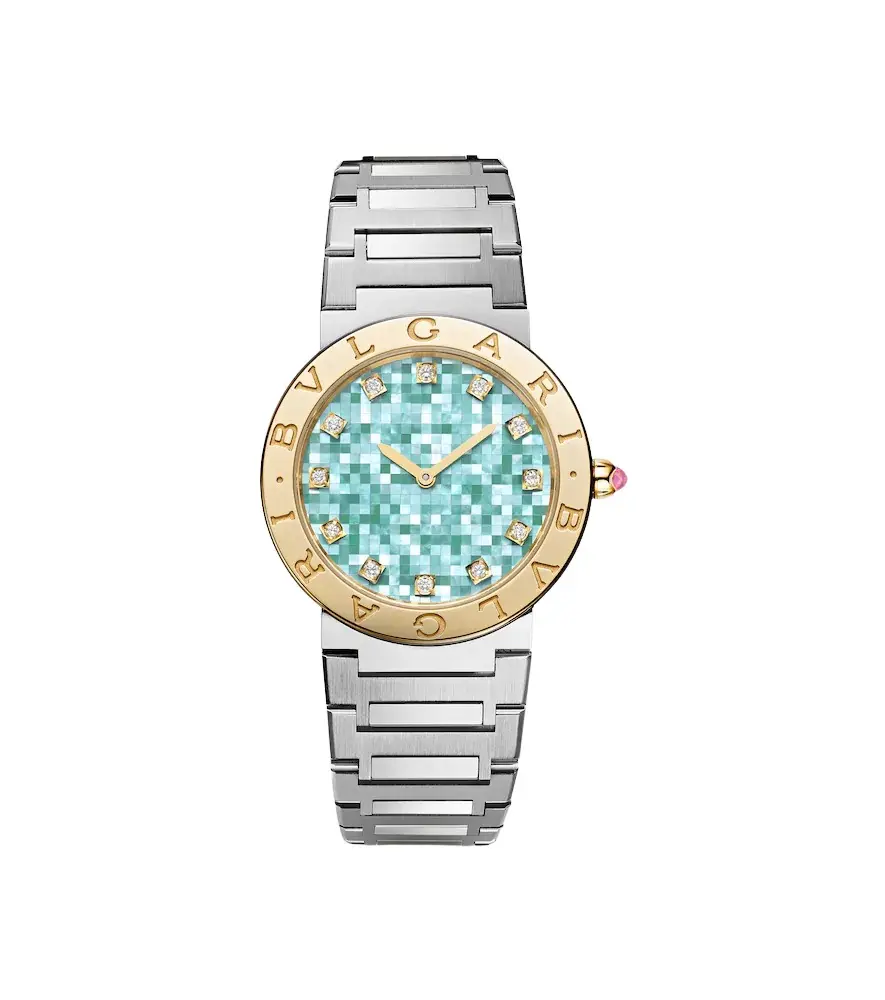 BVLGARI embellished 18kt gold and stainless steel watch
