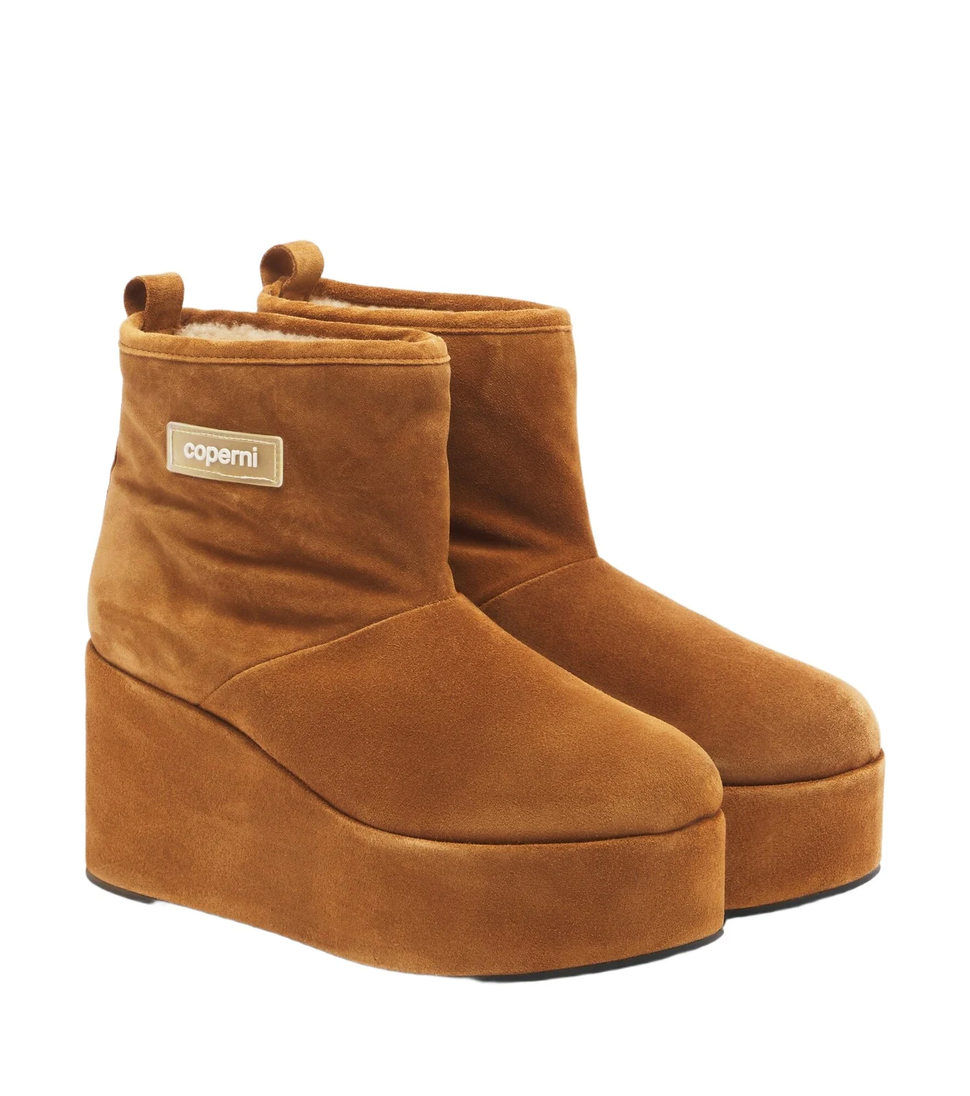 Coperni Shearling-lined suede wedge boots