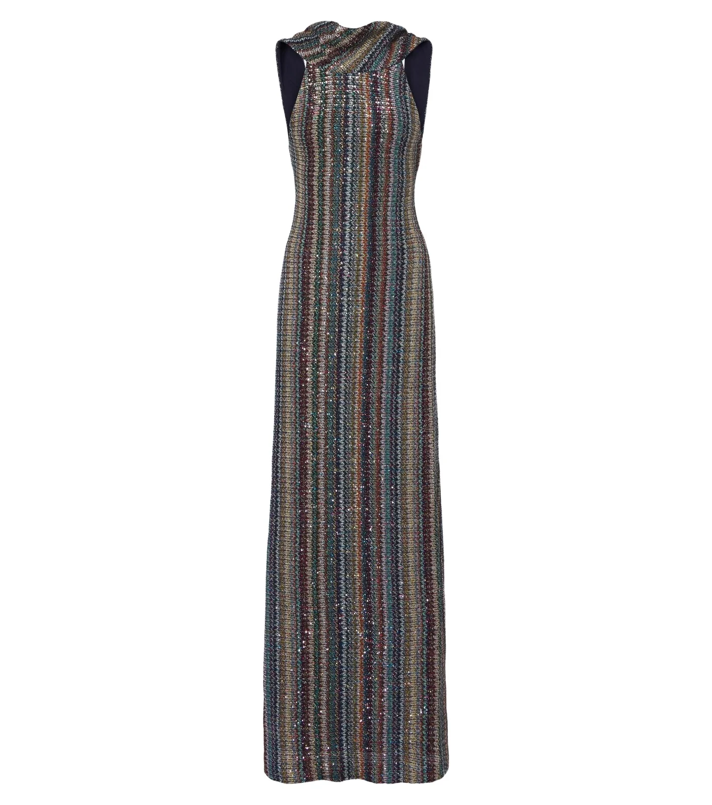 Sequined striped knitted lamé maxi dress Sequined striped knitted lamé maxi dress