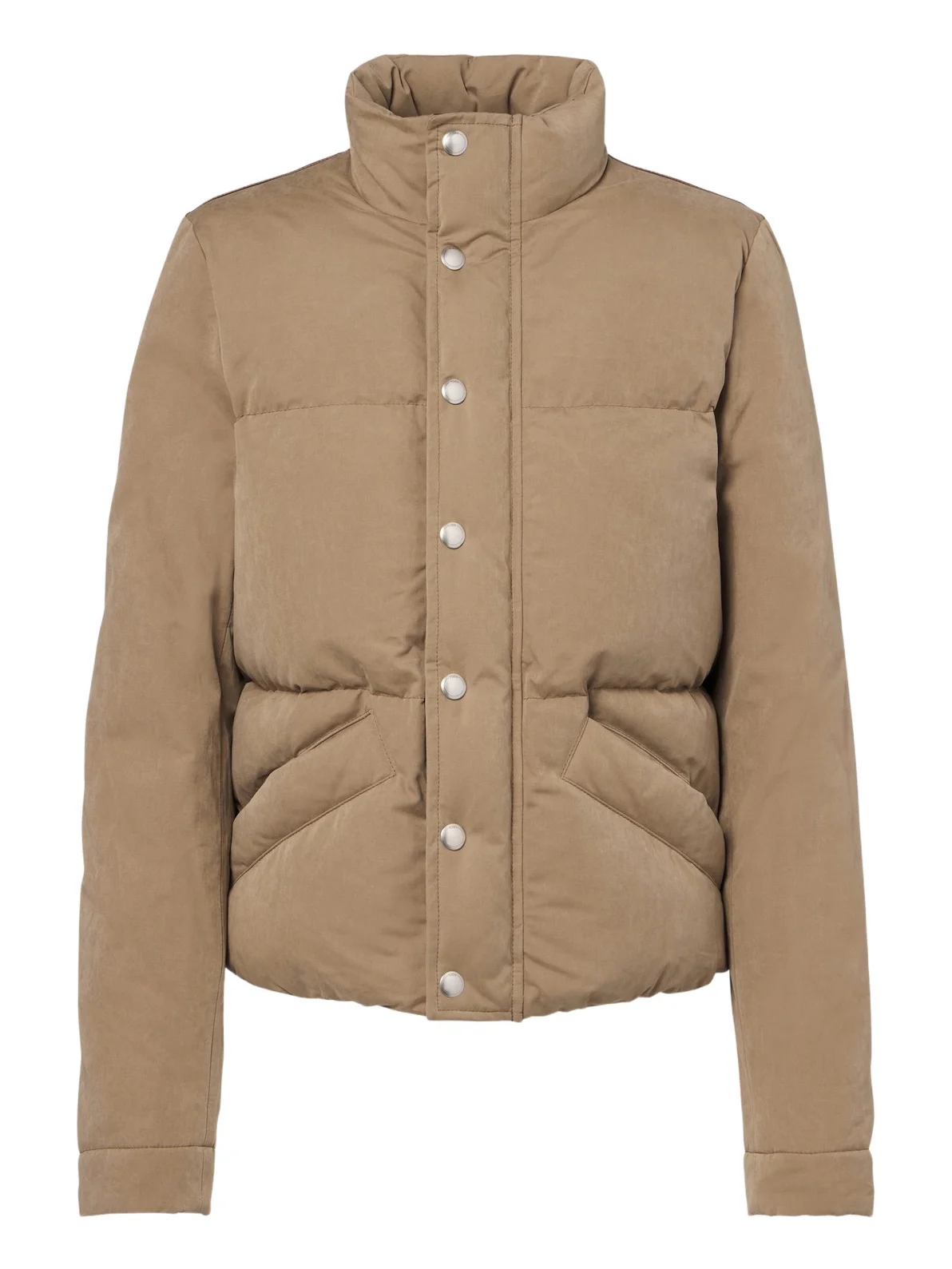 Leather-trimmed puffer jacket