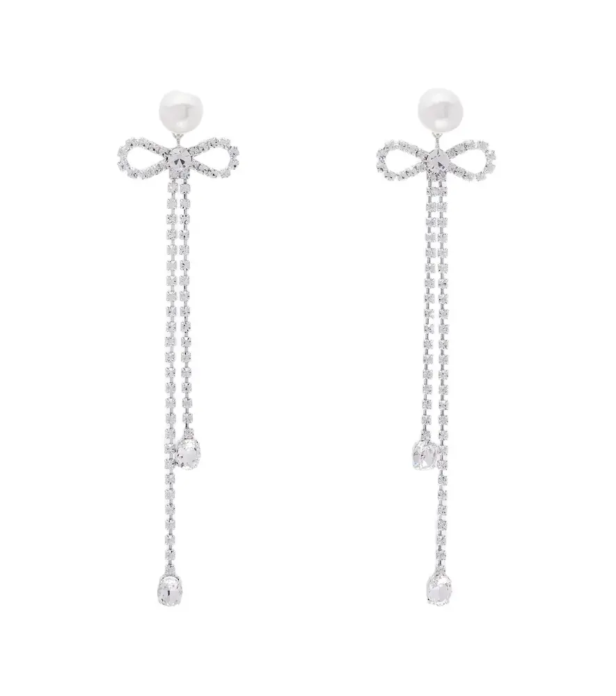 Embellished faux pearl drop earrings