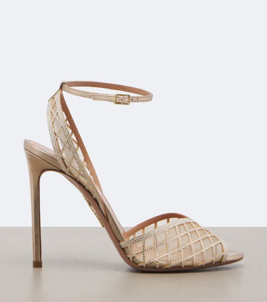 Aquazzura Lumiere embellished leather-trimmed sandals | Thumbnail 2