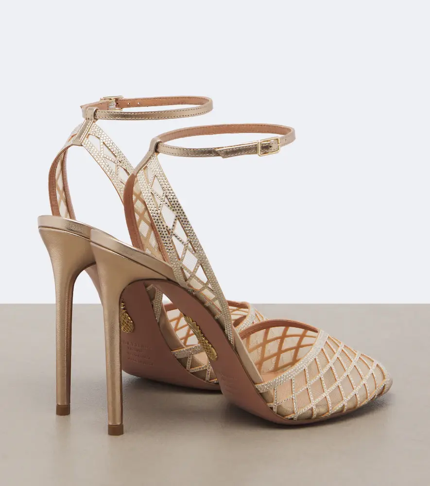 Aquazzura Lumiere embellished leather-trimmed sandals | Thumbnail 4
