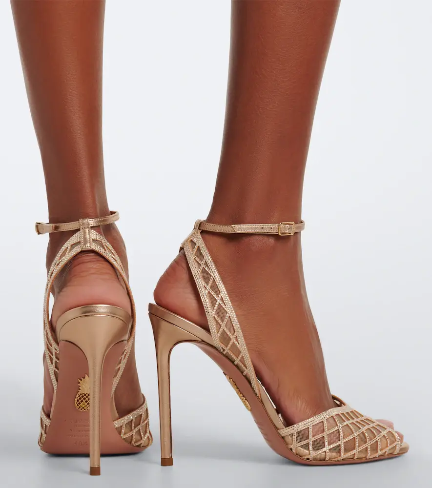 Aquazzura Lumiere embellished leather-trimmed sandals | Thumbnail 6