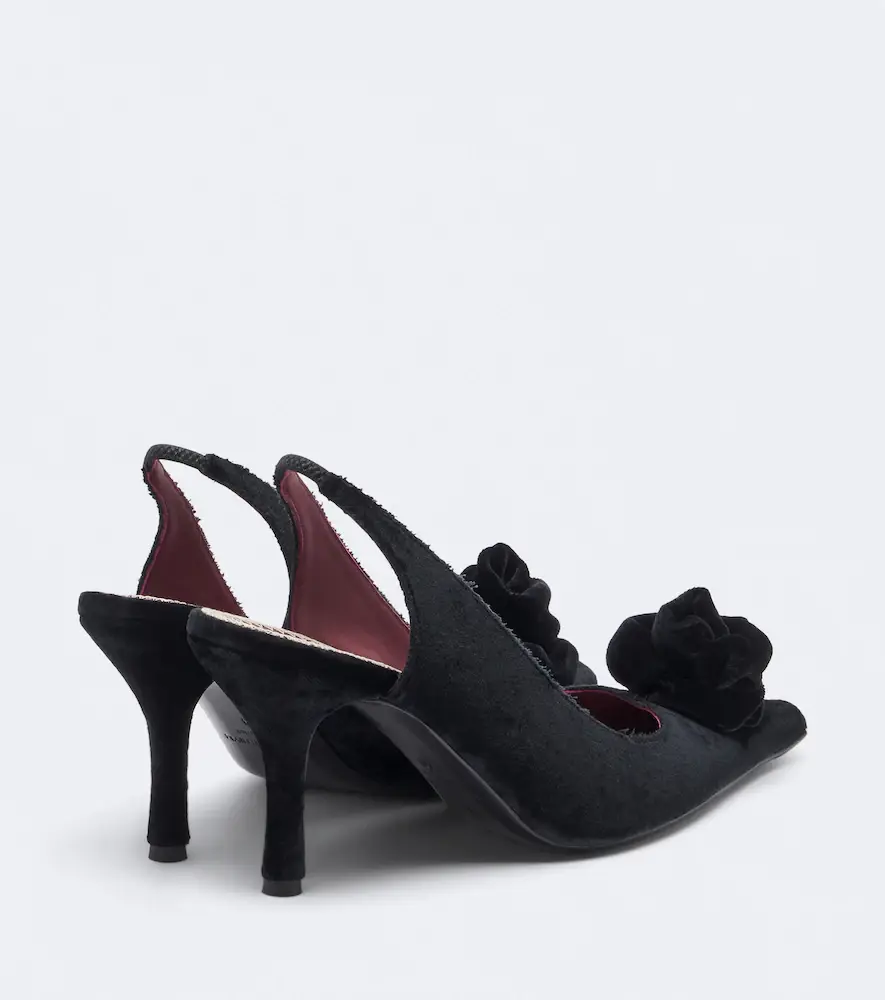 Magda Butrym Floral-appliqué velvet slingback pumps | Thumbnail 3 Magda Butrym Floral-appliqué velvet slingback pumps | Thumbnail 3