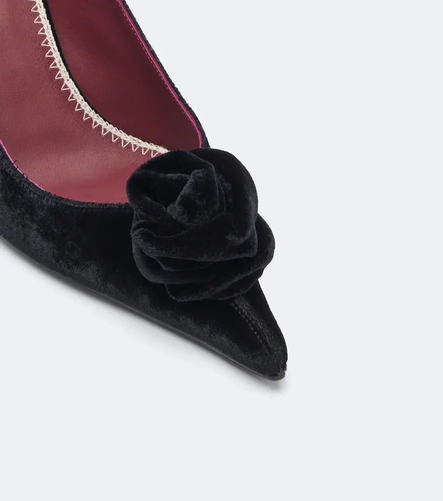 Magda Butrym Floral-appliqué velvet slingback pumps | Thumbnail 4 Magda Butrym Floral-appliqué velvet slingback pumps | Thumbnail 4