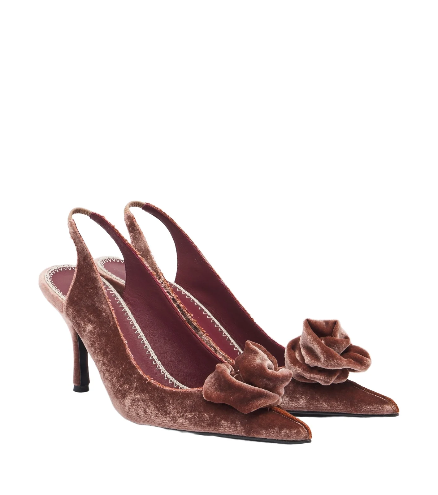 Magda Butrym Floral-appliqué velvet slingback pumps