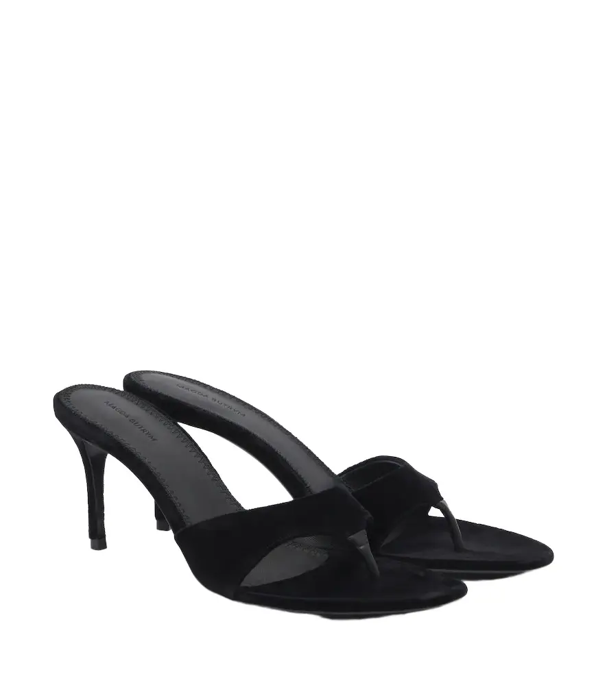 Velvet thong sandals