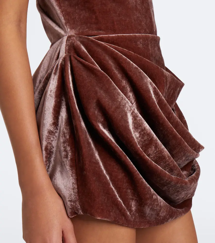 Magda Butrym Crochet-trimmed ruched velvet minidress | Thumbnail 4 Magda Butrym Crochet-trimmed ruched velvet minidress | Thumbnail 4