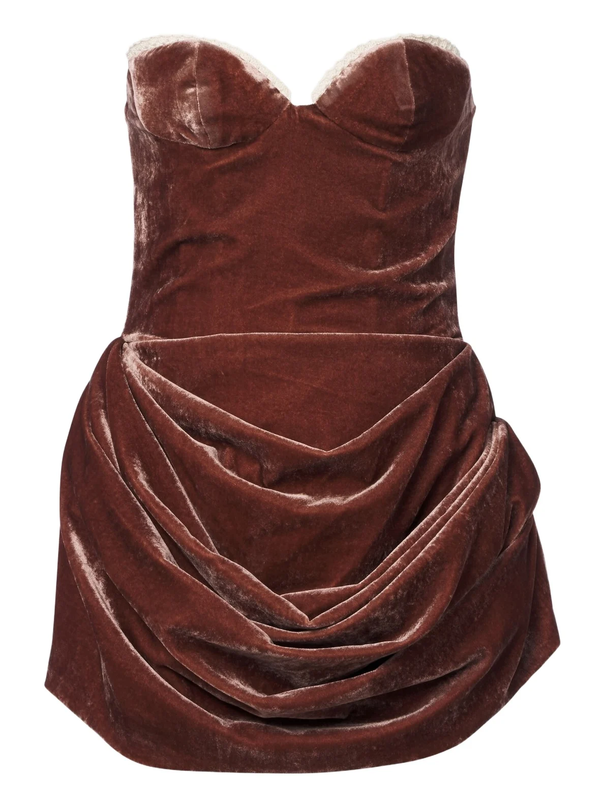 Magda Butrym Crochet-trimmed ruched velvet minidress