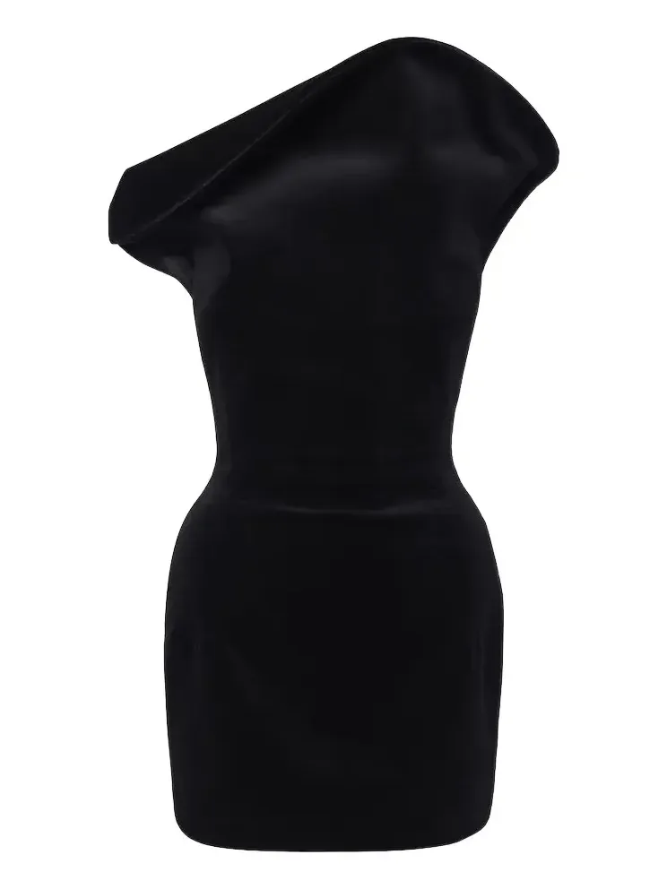 Asymmetric cotton-blend velvet minidress Asymmetric cotton-blend velvet minidress
