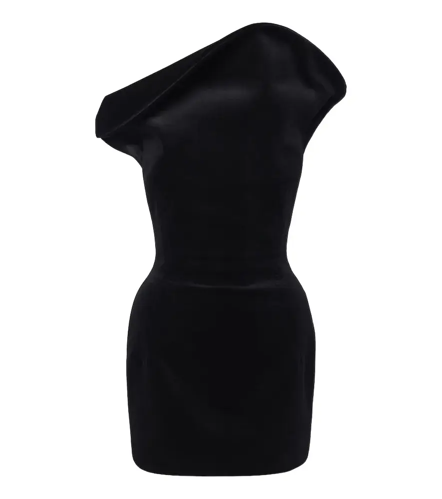 Asymmetric cotton-blend velvet minidress Asymmetric cotton-blend velvet minidress