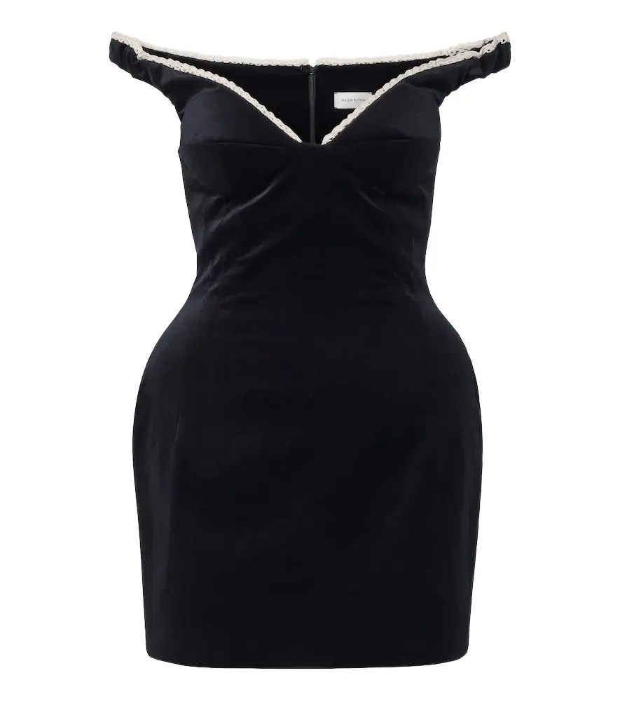 Crochet-trimmed velvet minidress Crochet-trimmed velvet minidress