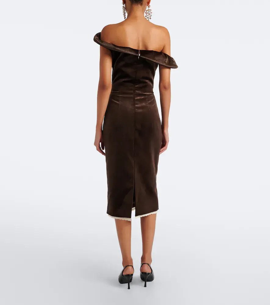 Magda Butrym Crochet-trimmed velvet cocktail dress | Thumbnail 4 Magda Butrym Crochet-trimmed velvet cocktail dress | Thumbnail 4