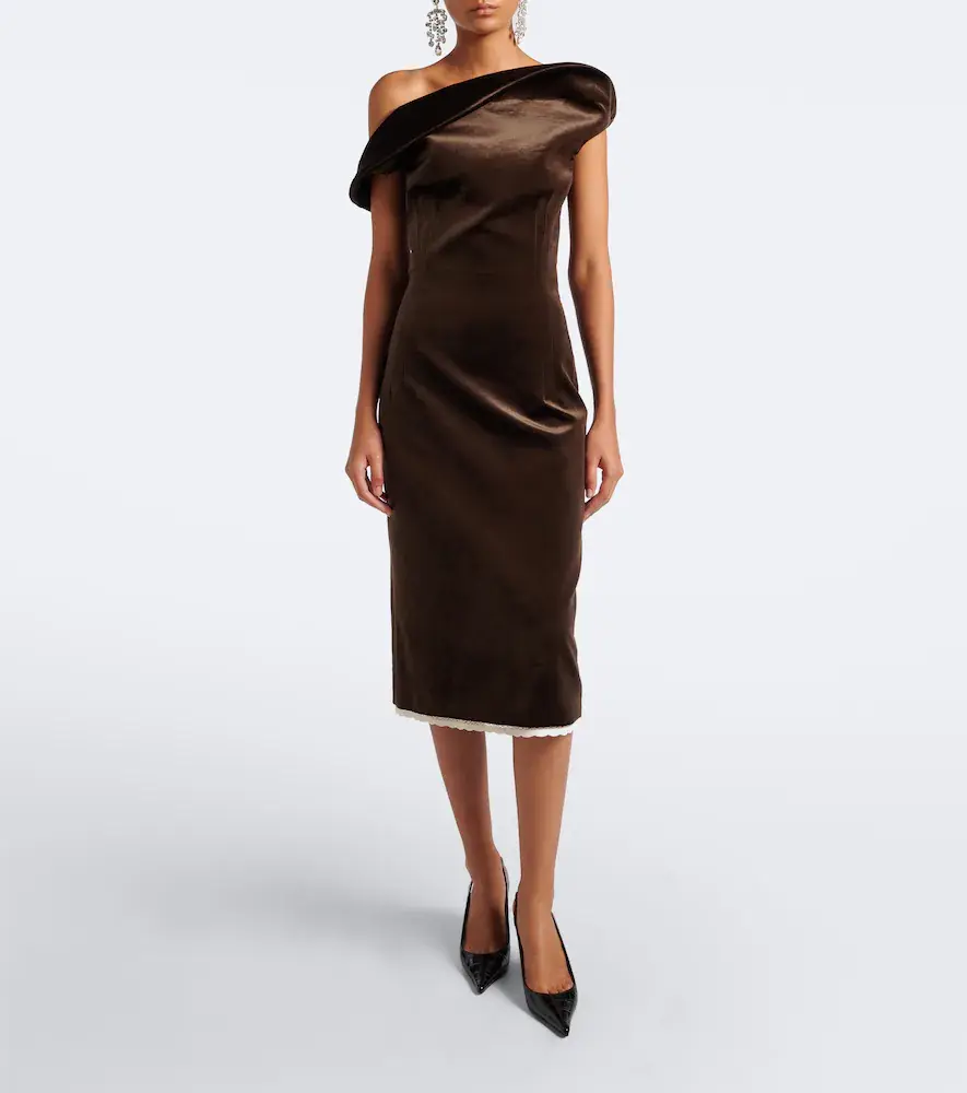 Magda Butrym Crochet-trimmed velvet cocktail dress | Thumbnail 6 Magda Butrym Crochet-trimmed velvet cocktail dress | Thumbnail 6