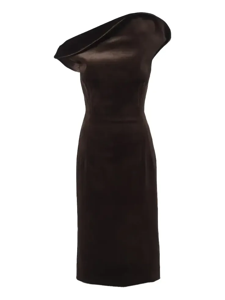 Crochet-trimmed velvet cocktail dress