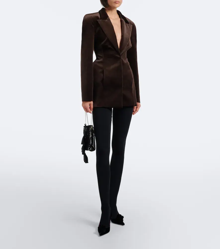 Magda Butrym Peplum cotton-blend velour blazer dress | Thumbnail 2 Magda Butrym Peplum cotton-blend velour blazer dress | Thumbnail 2