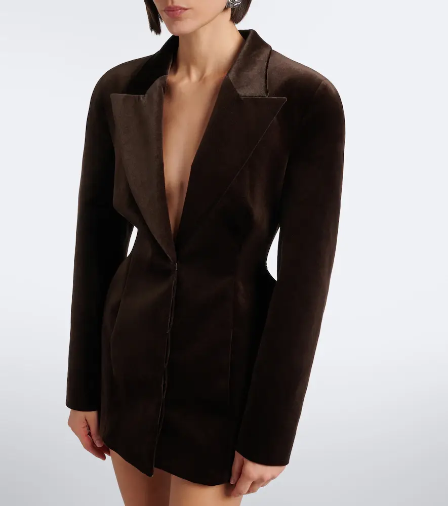 Magda Butrym Peplum cotton-blend velour blazer dress | Thumbnail 4 Magda Butrym Peplum cotton-blend velour blazer dress | Thumbnail 4