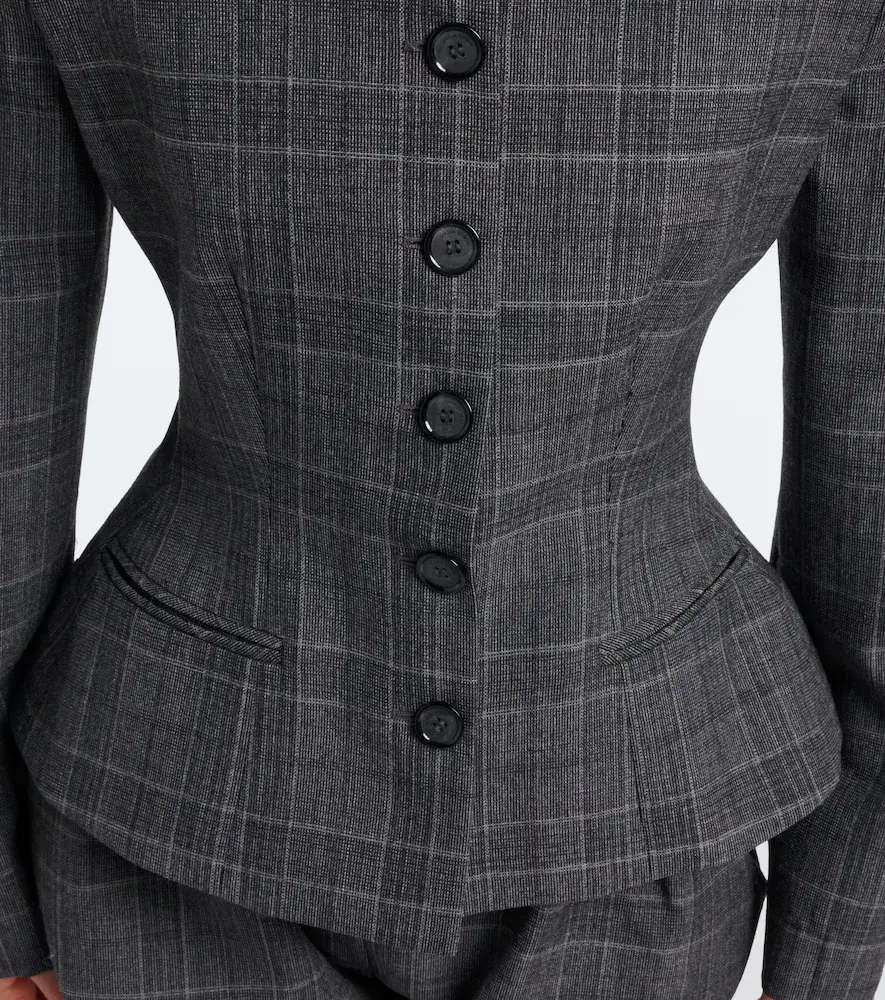 Magda Butrym Checked peplum virgin wool blazer | Thumbnail 4 Magda Butrym Checked peplum virgin wool blazer | Thumbnail 4