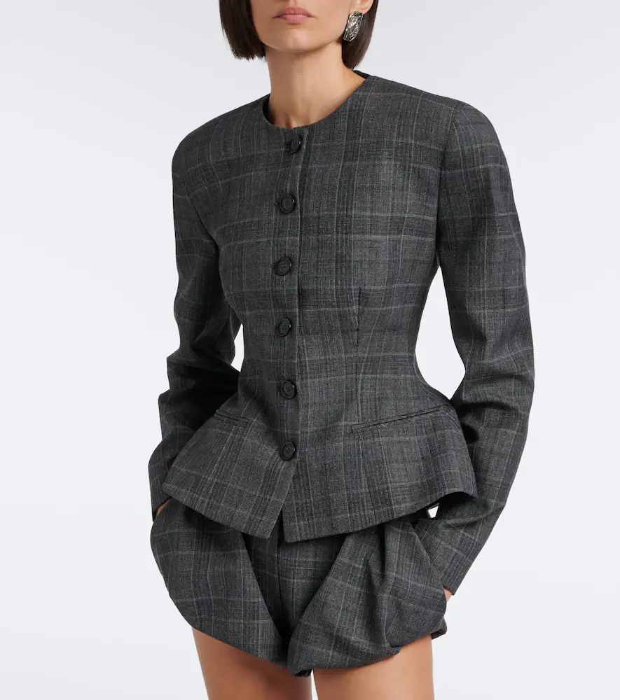 Magda Butrym Checked peplum virgin wool blazer | Thumbnail 5 Magda Butrym Checked peplum virgin wool blazer | Thumbnail 5