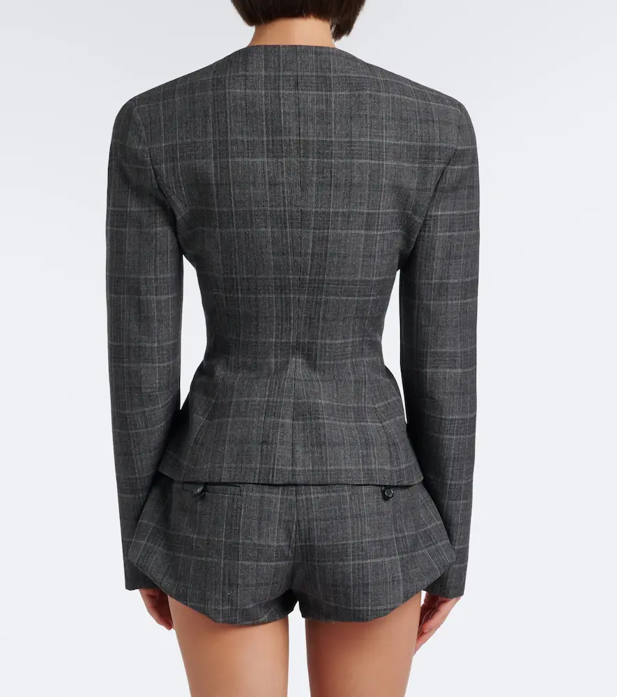 Magda Butrym Checked peplum virgin wool blazer | Thumbnail 6 Magda Butrym Checked peplum virgin wool blazer | Thumbnail 6