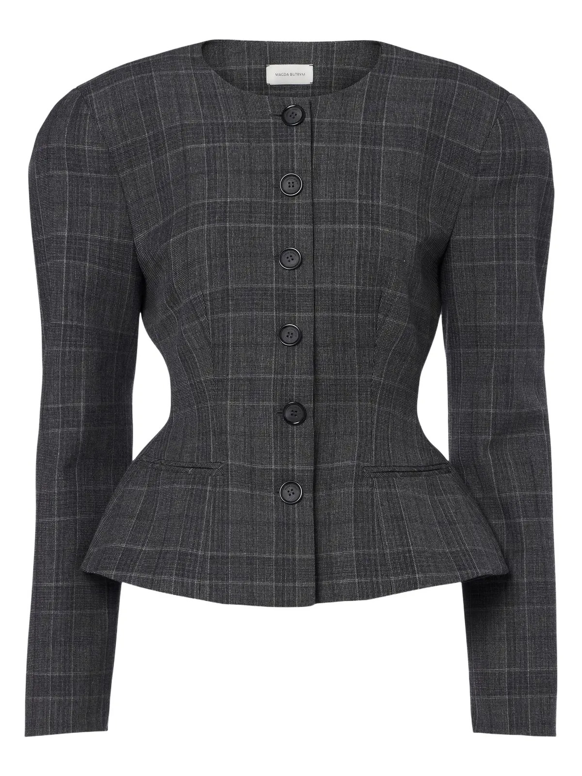 Checked peplum virgin wool blazer Checked peplum virgin wool blazer
