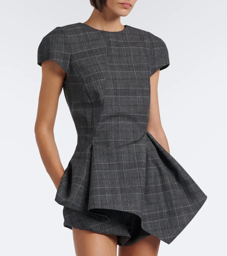 Magda Butrym Checked draped virgin wool top | Thumbnail 3 Magda Butrym Checked draped virgin wool top | Thumbnail 3